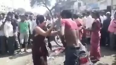 Tranny beats her slave in public