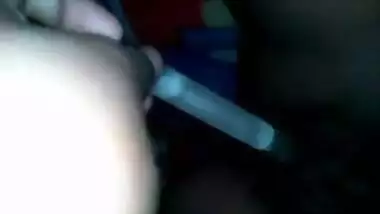 Horny girl satisfying herself with candle!!