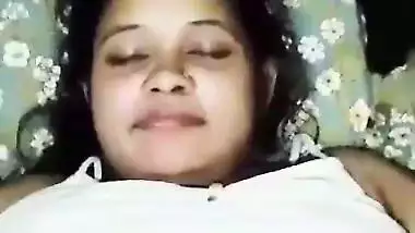 Lover presses his sleeping GF’s big boobs