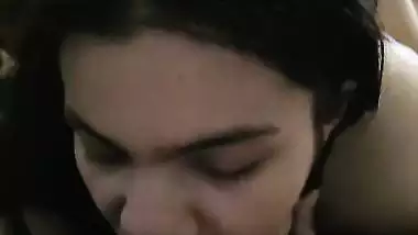 Cute girl sucking dick and balls of boyfriend viral MMS