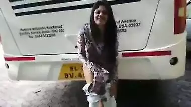 Mallu exhibitionist girl stripping in public